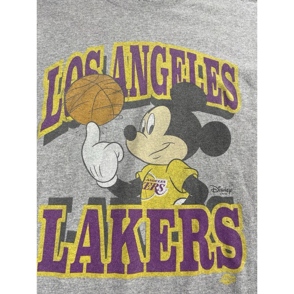 Disney Los‎ Angeles Lakers Long Sleeve Shirt Mens Large Gray Mickey Mouse Tee